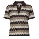 Polo Lala in misto cotone effetto crochet a righe LAA0001 08955L MC2 SAINT BARTH 
