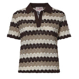 Polo Lala in misto cotone effetto crochet a righe LAA0001 08955L MC2 SAINT BARTH 