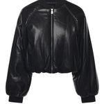 Bomber cropped effetto pelle 105372 A2P4Z99 PINKO 
