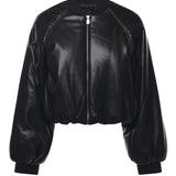 Bomber cropped effetto pelle 105372 A2P4Z99 PINKO 