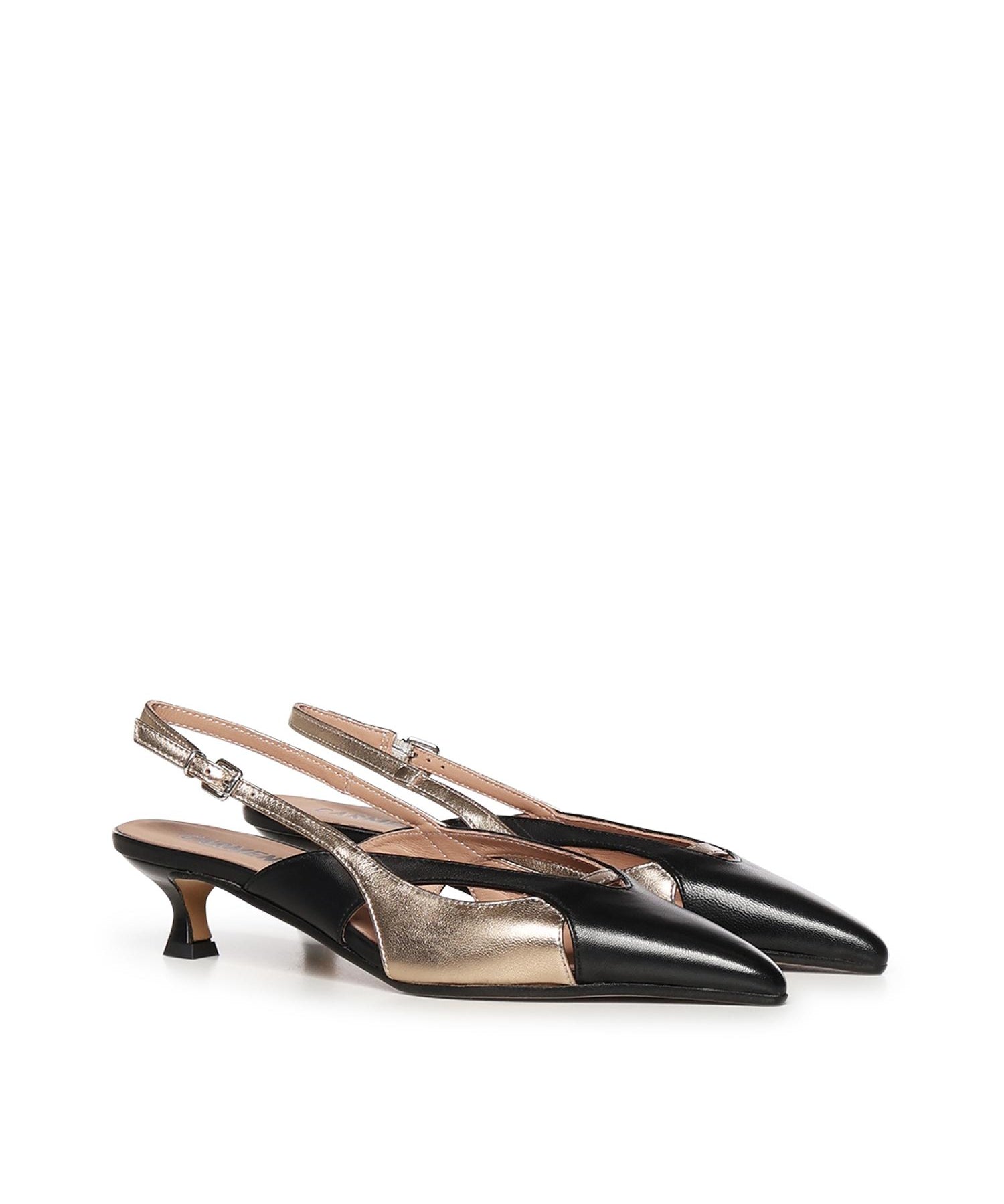 Slingback Caroline Rio Nature in pelle A57129 NERO QUARZO CARMENS 