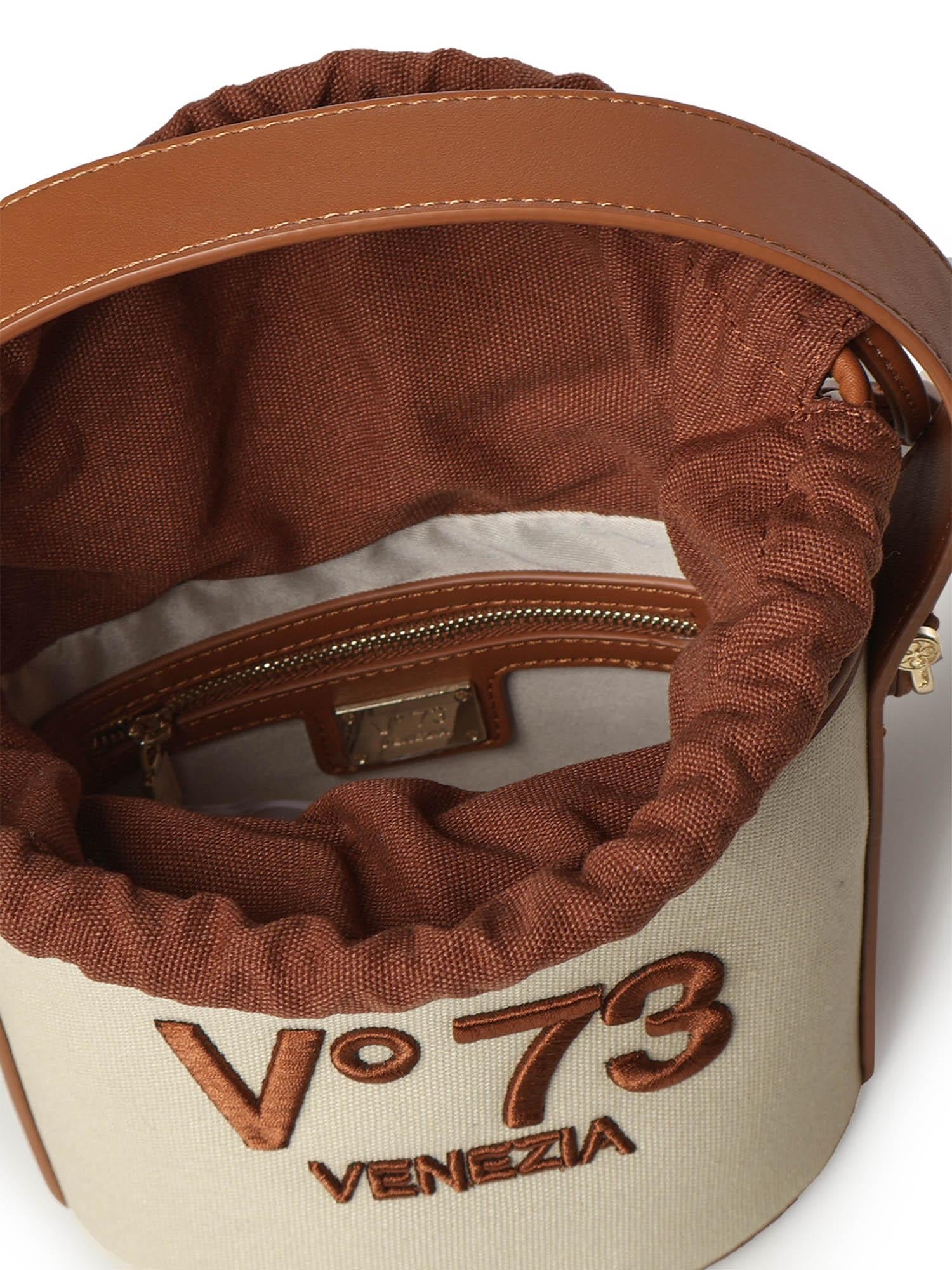 Secchiello con logo 73BS9MU03 RESPONSIBLE 73OFF WHITE/CUOIO V° 73 