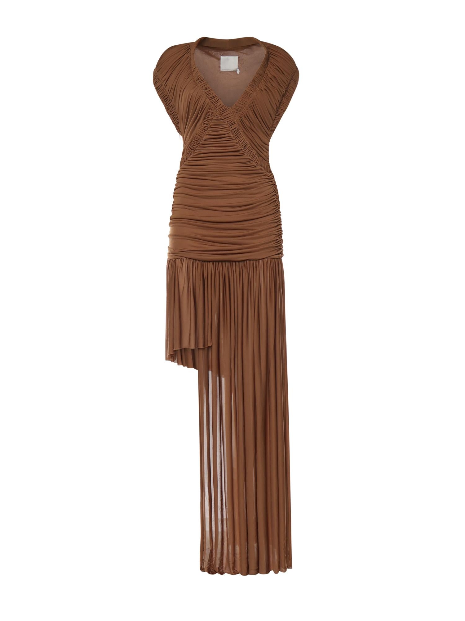Abito lungo Theron con ruches 25043553 RUSSET CHRISTOPHER ESBER 