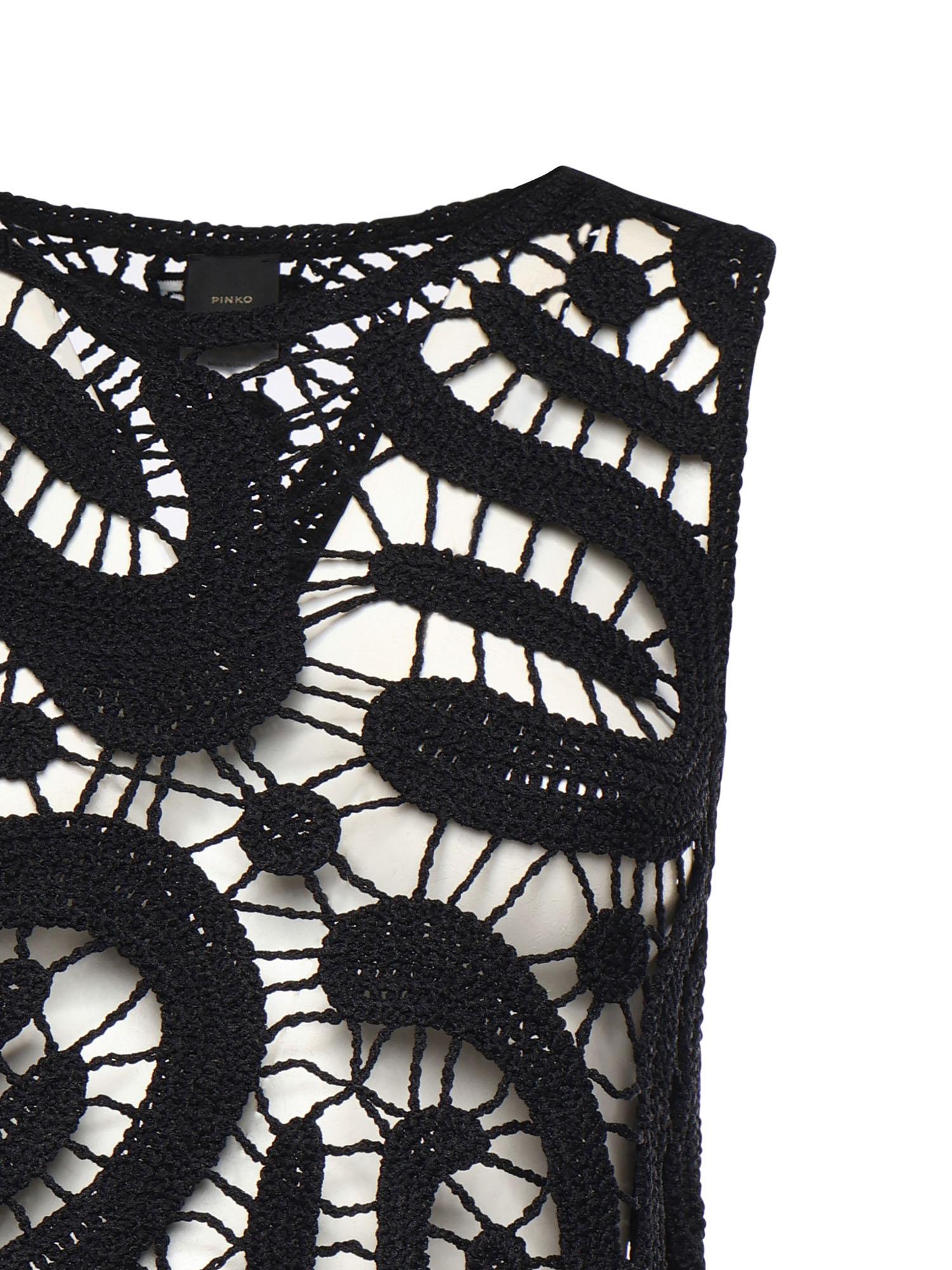 Top smanicato crochet geometrico 106438 A354Z99 PINKO 