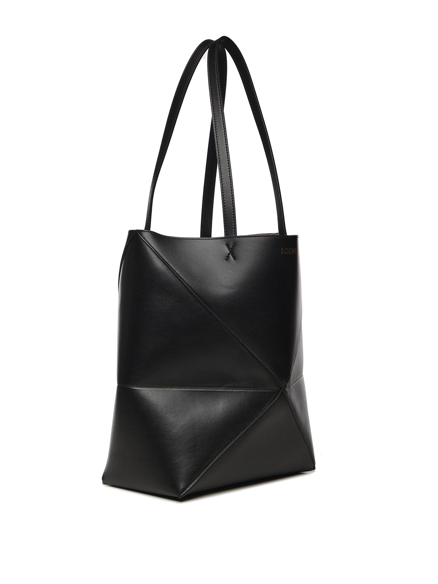 Borsa Puzzle Fold Tote media in pelle di vitello A657G50X01 1100 LOEWE 