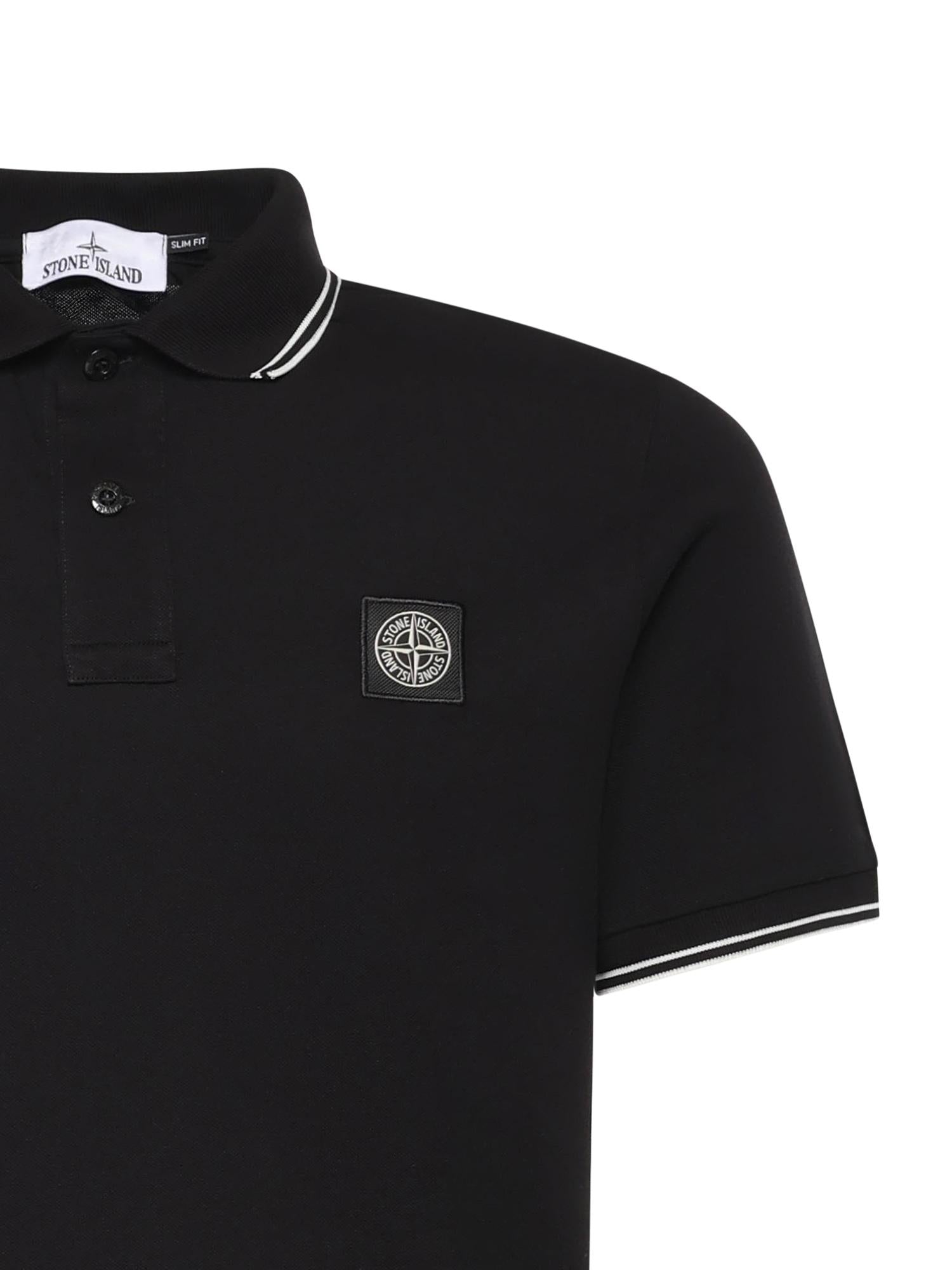 Polo in piqué di cotone con patch Compass L1S152200010 S0018V0029 STONE ISLAND 