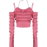 Top in maglia con ruches 2M446A -N0722 BLUMARINE 