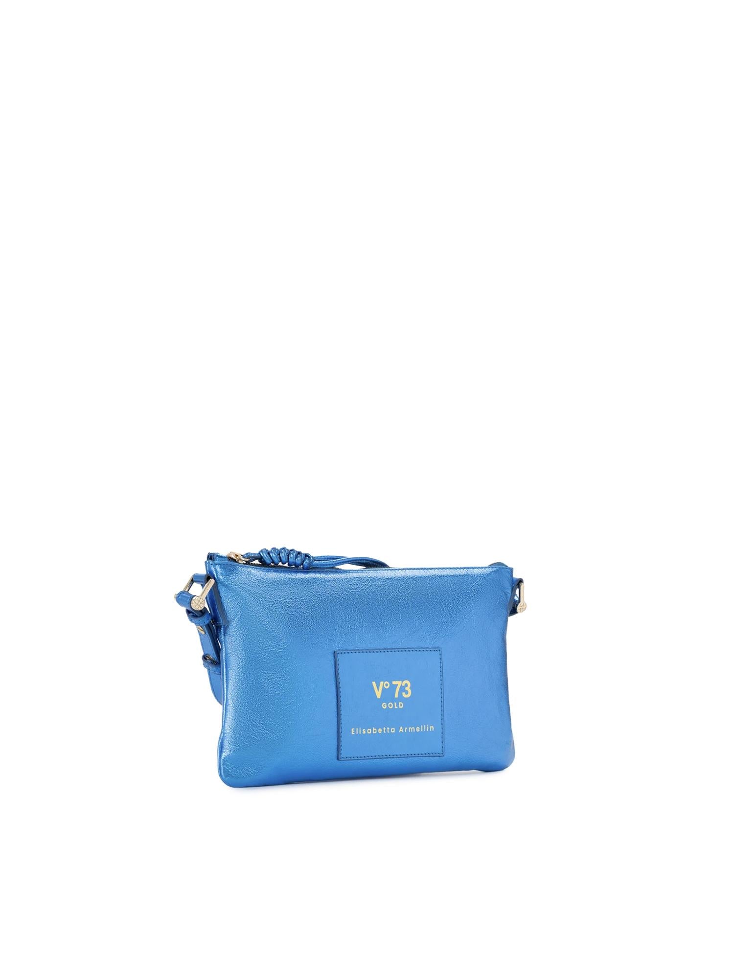 Borsa a tracolla in pelle con logo 73BP9VT03 LOLLI POPPOP BLUE V° 73 