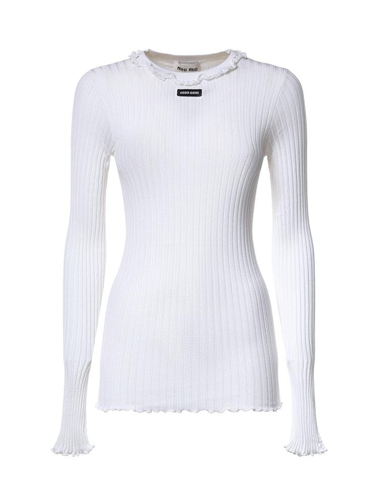 Maglia girocollo in seta MML06T 191XF0009 MIU MIU 