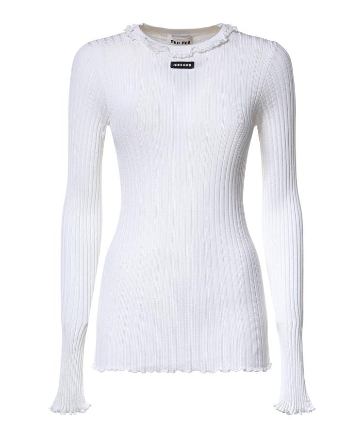 Maglia girocollo in seta MML06T 191XF0009 MIU MIU 