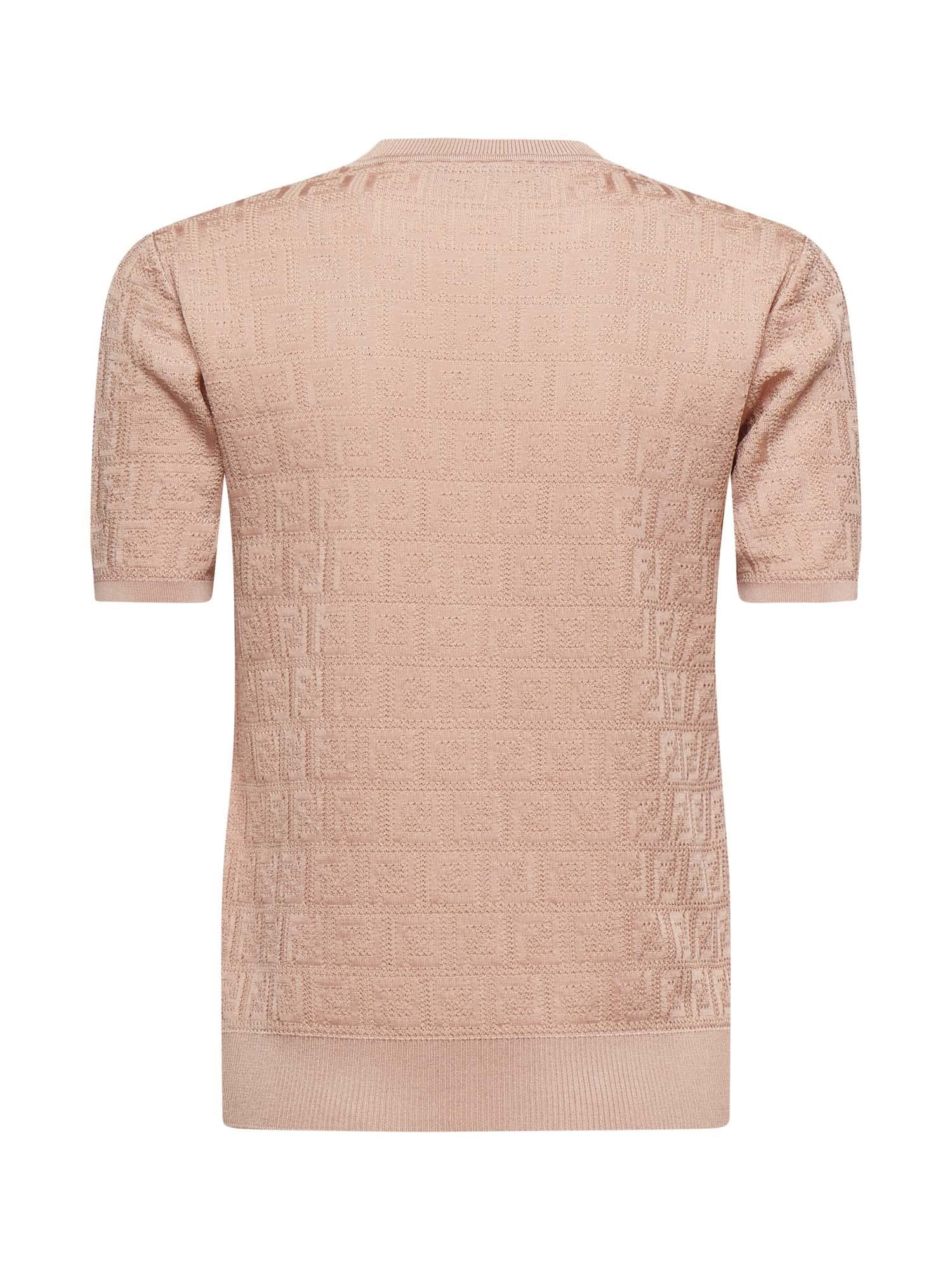 Maglia in cotone e viscosa FF jacquard FZXD57 AUZRF1SAU FENDI 