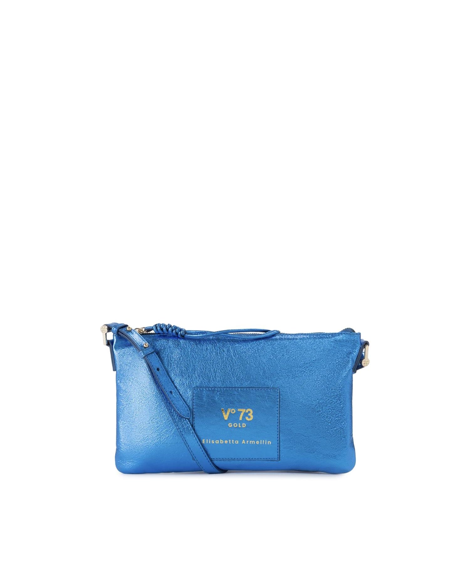 Borsa a tracolla in pelle con logo 73BP9VT03 LOLLI POPPOP BLUE V° 73 