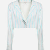 Blazer corto in lino elasticizzato con stampa a righe pe 2021 CJ034-SP21 -SPEARMINT FOR LOVE & LEMONS 