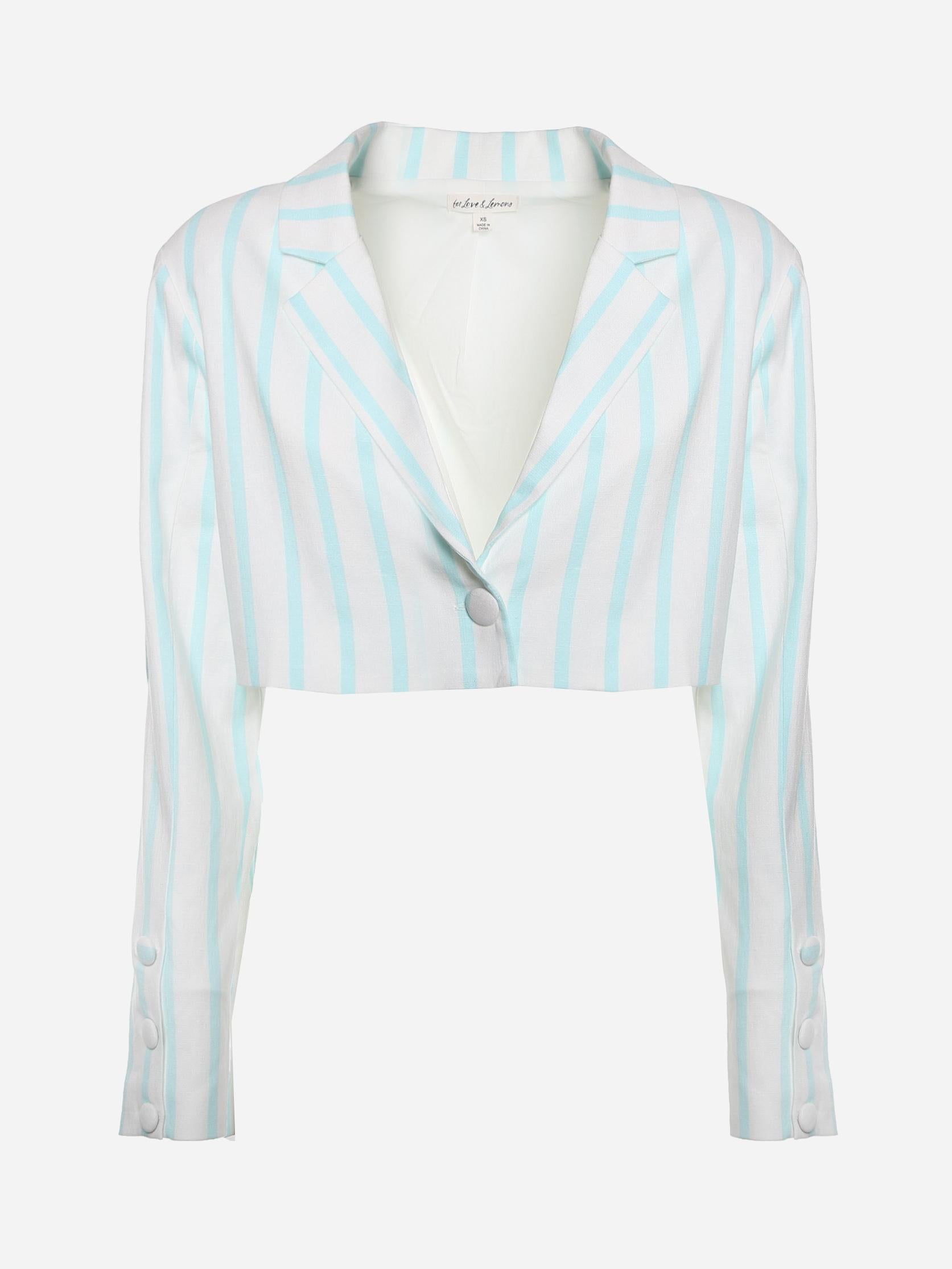 Blazer corto in lino elasticizzato con stampa a righe pe 2021 CJ034-SP21 -SPEARMINT FOR LOVE & LEMONS 