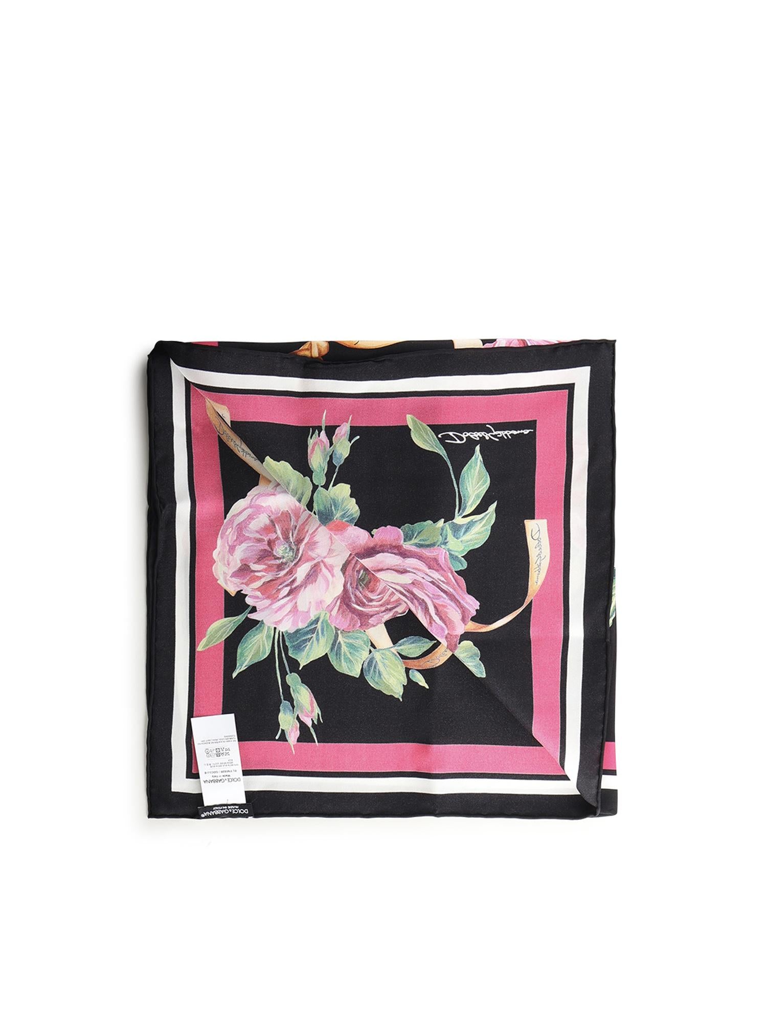Foulard in twill di seta stampa Rose FN092R GDCUJHD5JA DOLCE & GABBANA 