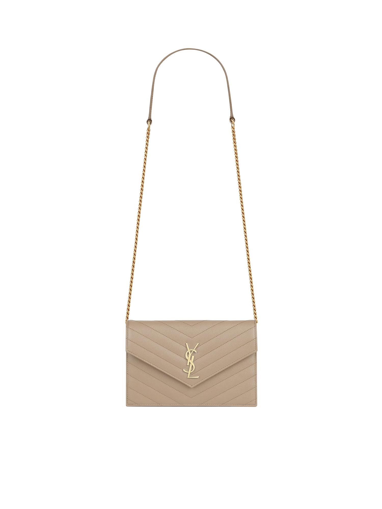 Pochette Envelope con catena Cassandre in pelle grain de poudre 857605 BOW012721 SAINT LAURENT 