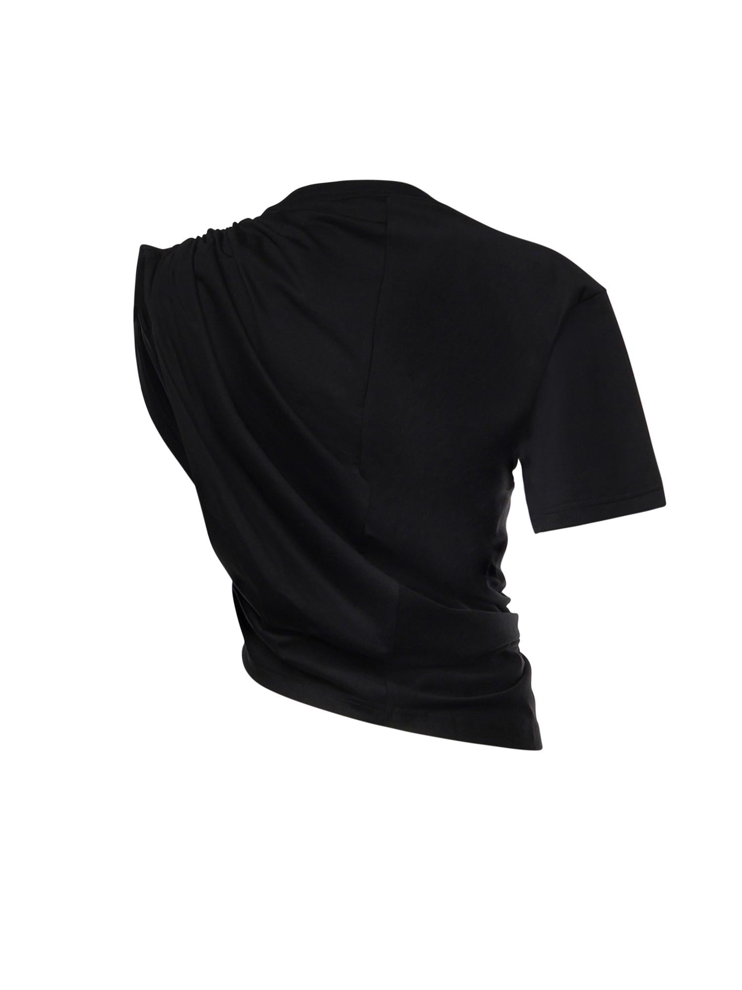 T-shirt cropped asimmetrica in jersey cotone 226JTS241JS0290 9999 COURREGES 