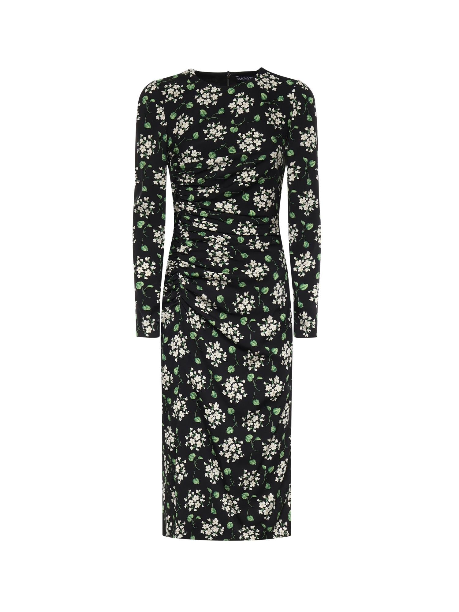 Abito midi in charmeuse di seta con stampa F664HT FSA85HX6BX DOLCE & GABBANA 