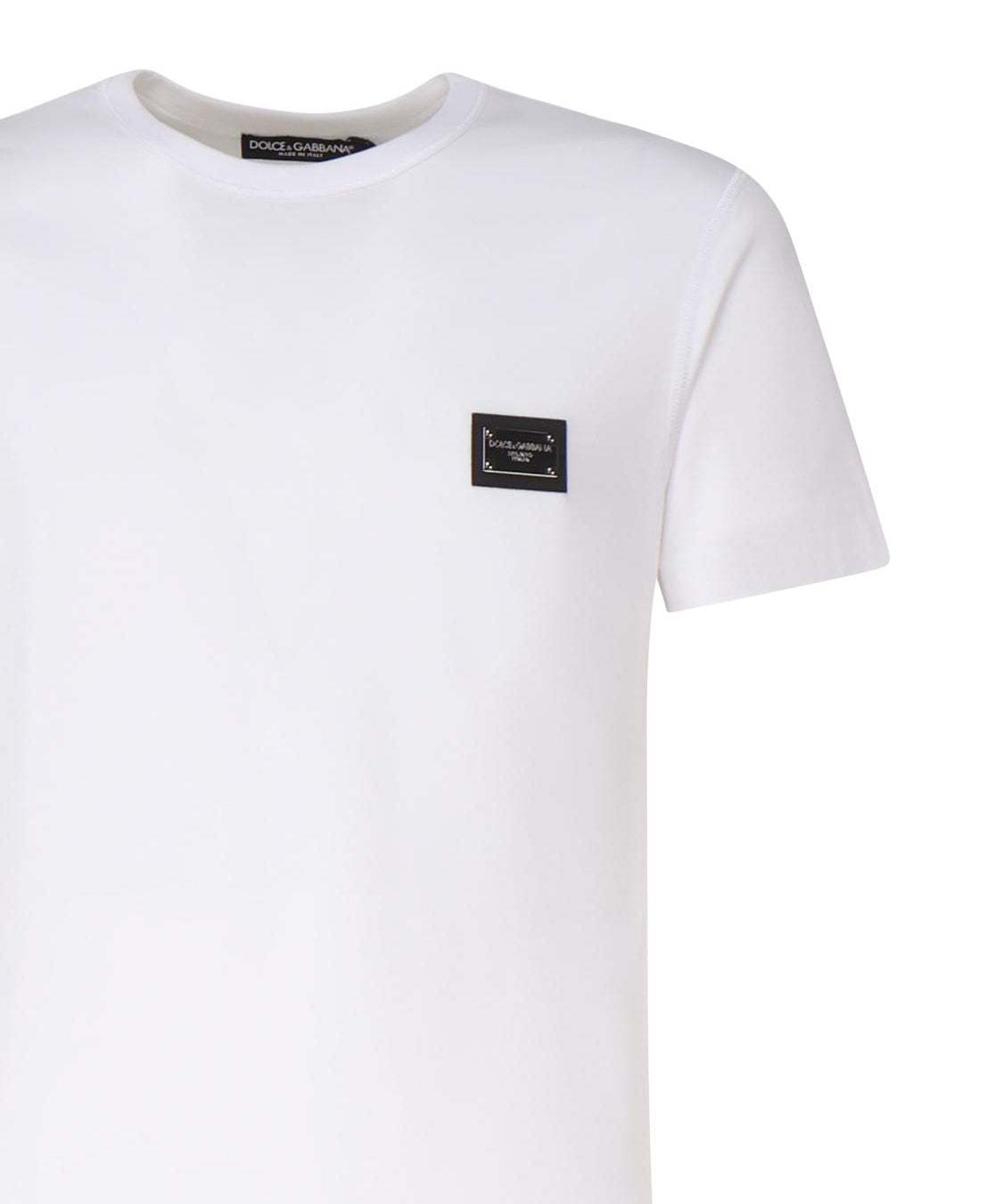 T-shirt in cotone con logo plaque G8PT1T G7F2IW0800 DOLCE & GABBANA 