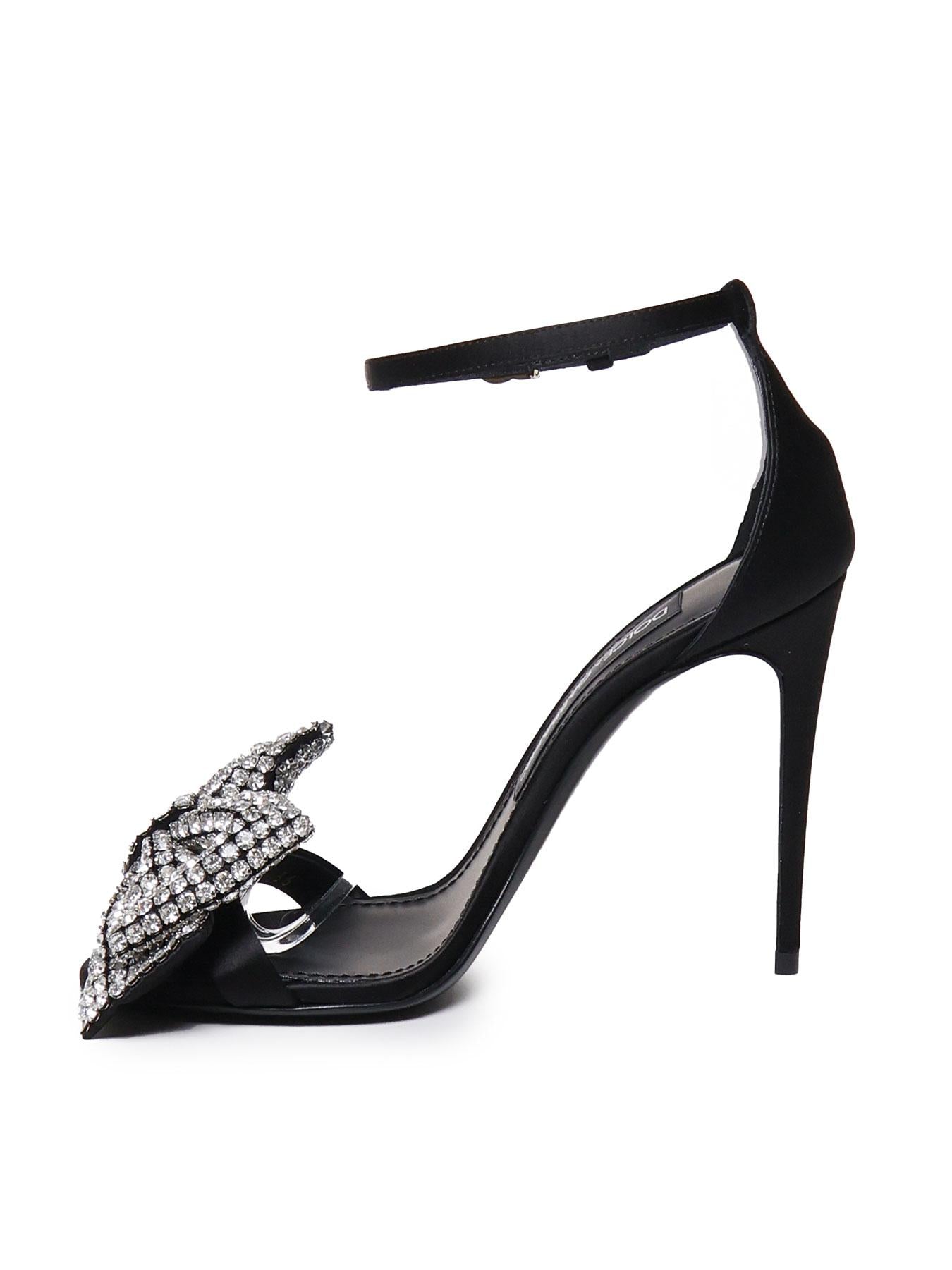 Sandalo in raso con ricamo strass CR1793 A9S438S488 DOLCE & GABBANA 