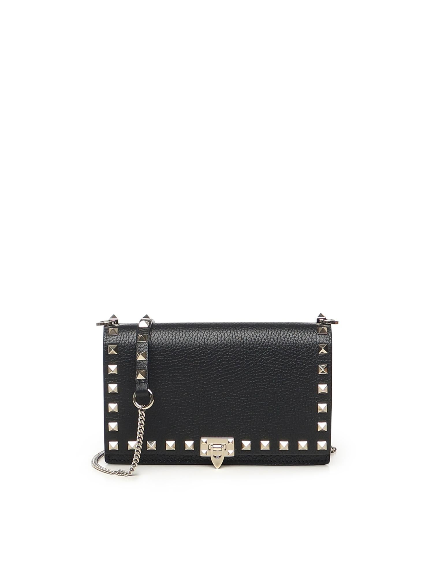 Mini bag con catena Rockstud in vitello granato 8W2P0Y59 VSH0NO VALENTINO GARAVANI 