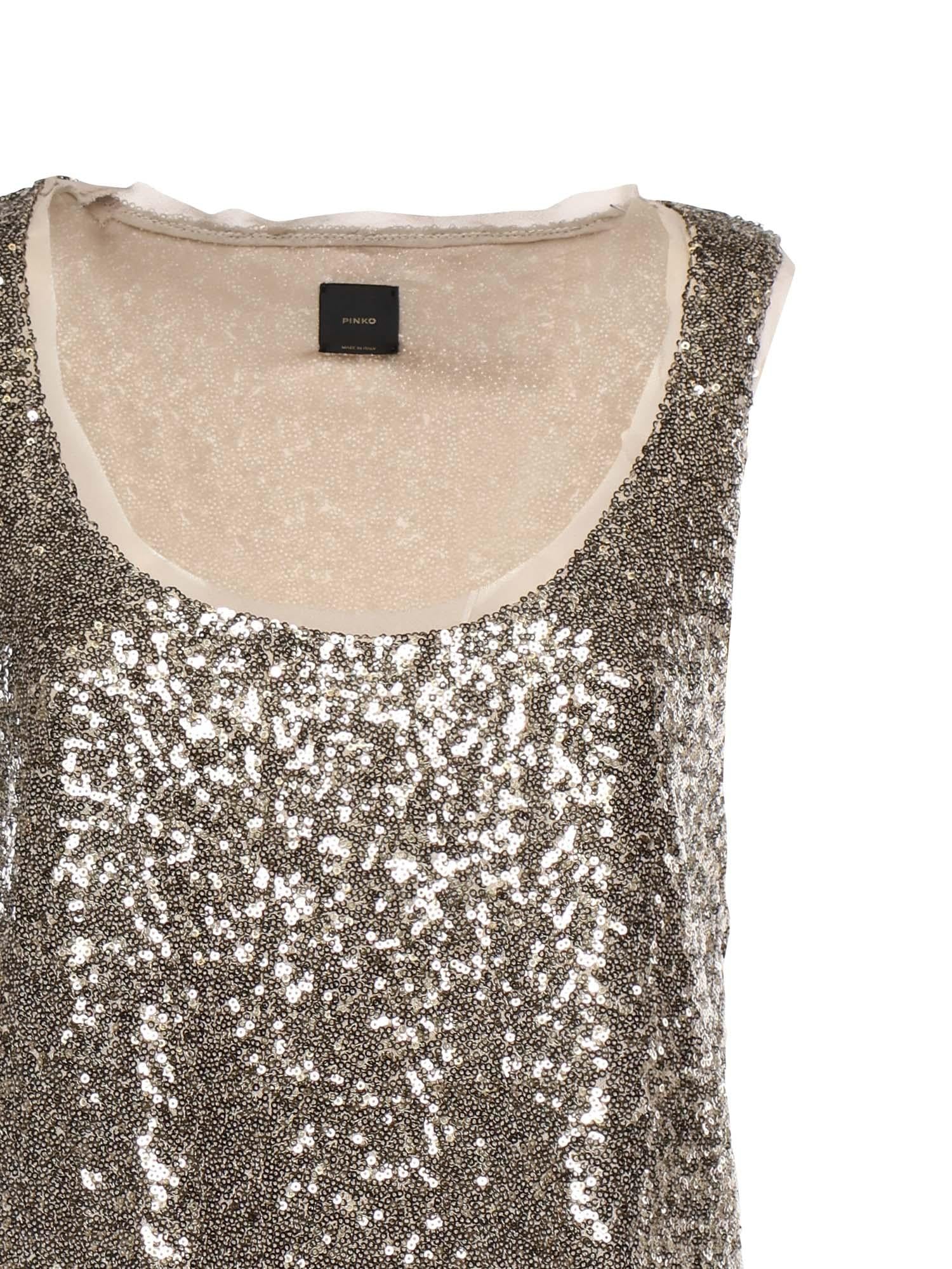 Canotta full paillettes 107743 A3ODH55 PINKO 