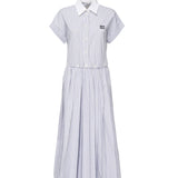 Abito plissé in popeline a righe MF5989 174TF0W3B MIU MIU 