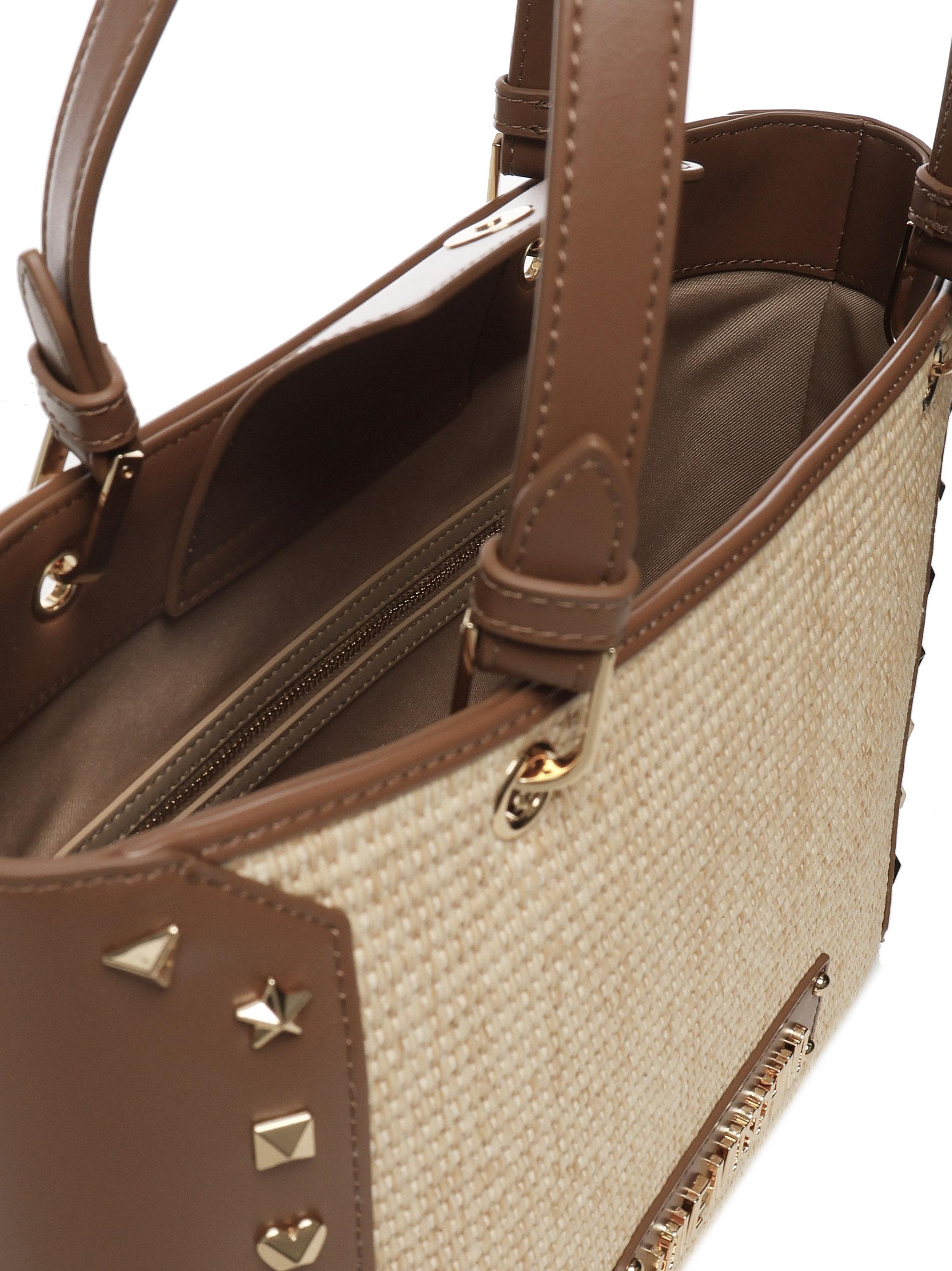 Shopper in rafia con borchie JC4274PP0MKW1 10A LOVE MOSCHINO 
