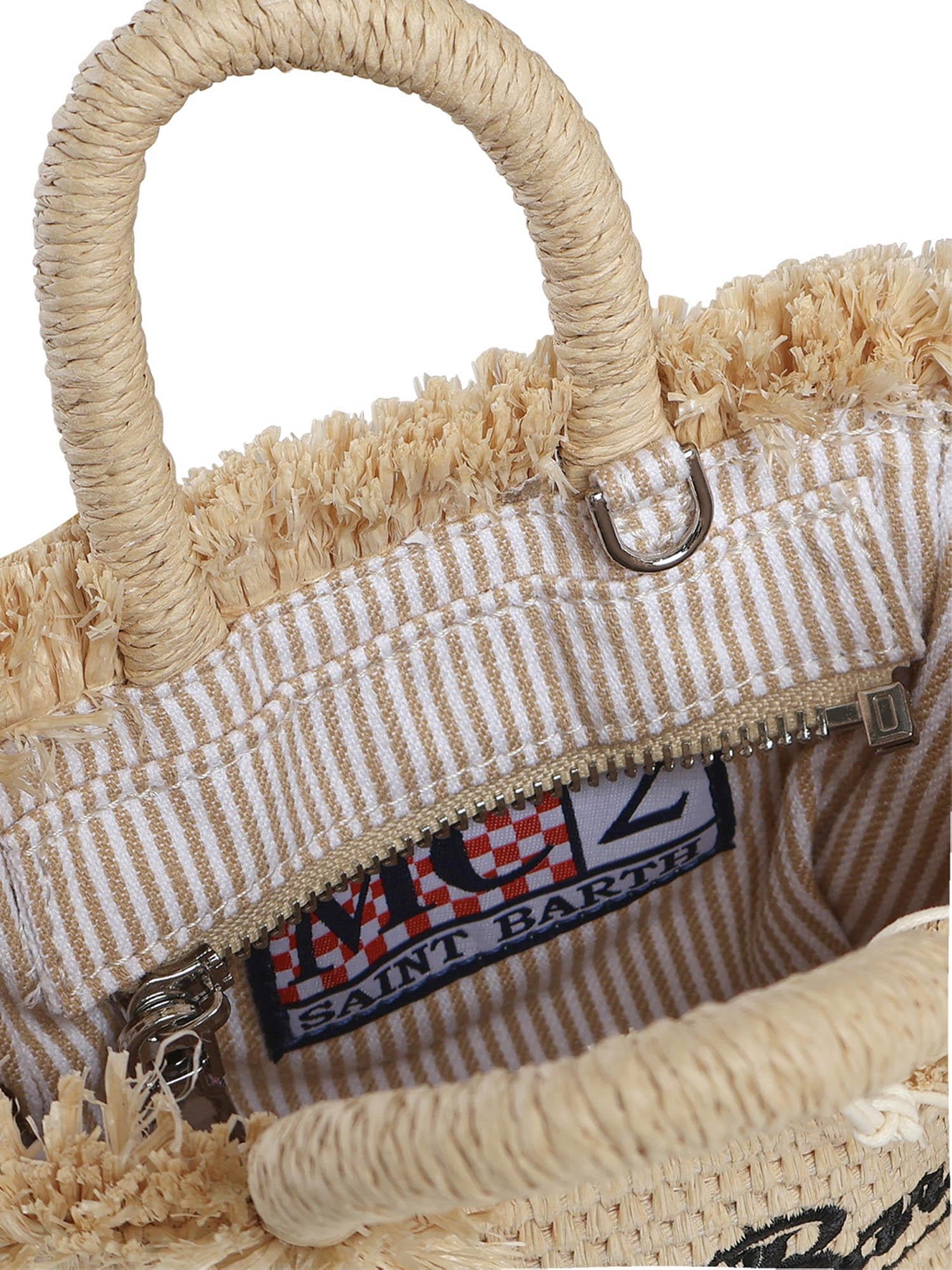 Borsa Vanity micro effetto paglia con logo VAMI015 00421L MC2 SAINT BARTH 