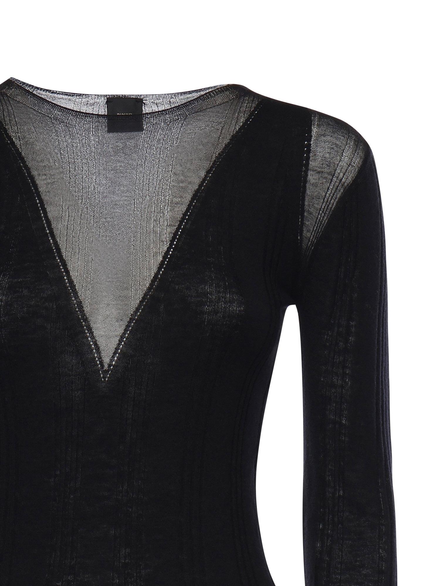 Maglia a coste con trasparenze 106317 A34BZ99 PINKO 