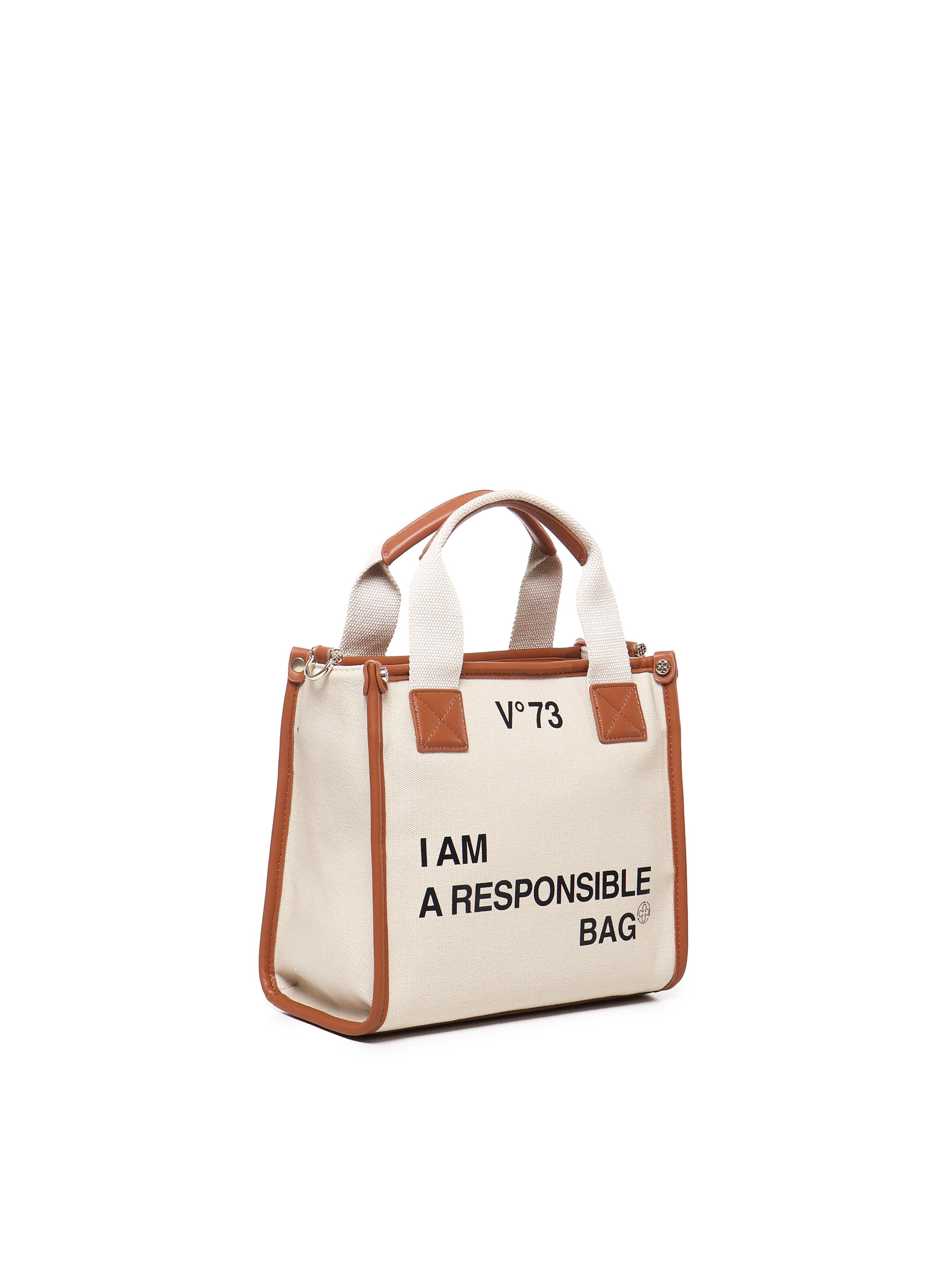 Borsa tote Responsability in canvas 73BS6AF02 RESPONSIBILITY BISNATURALE/CUOIO V° 73 