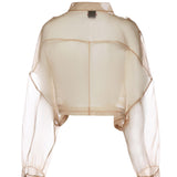 Caban cropped in organza di pura seta 106603 A2DJQ35 PINKO 