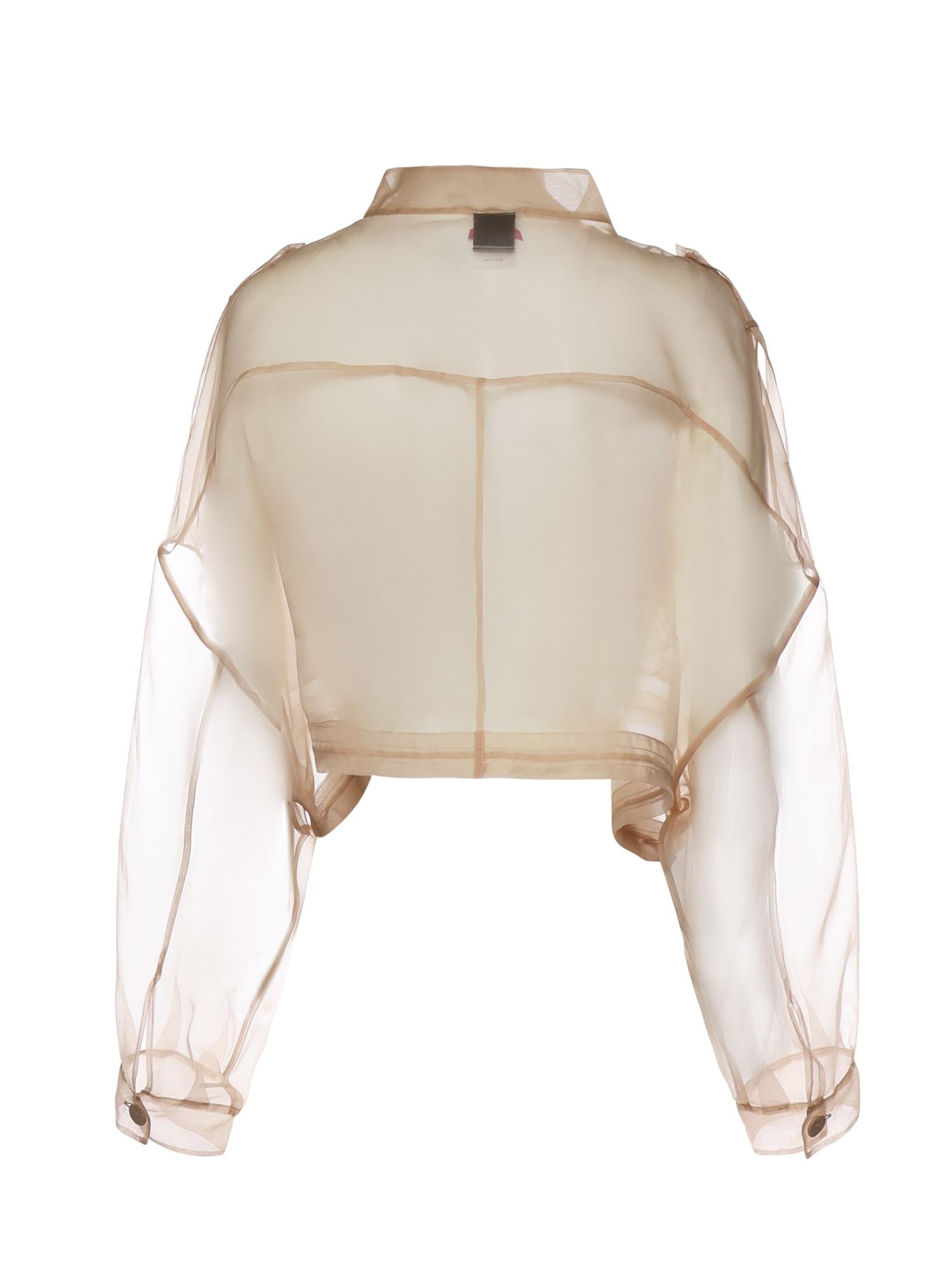 Caban cropped in organza di pura seta 106603 A2DJQ35 PINKO 