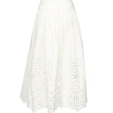 Gonna midi ricamata in cotone SS25137MSK WHITE SELF-PORTRAIT 