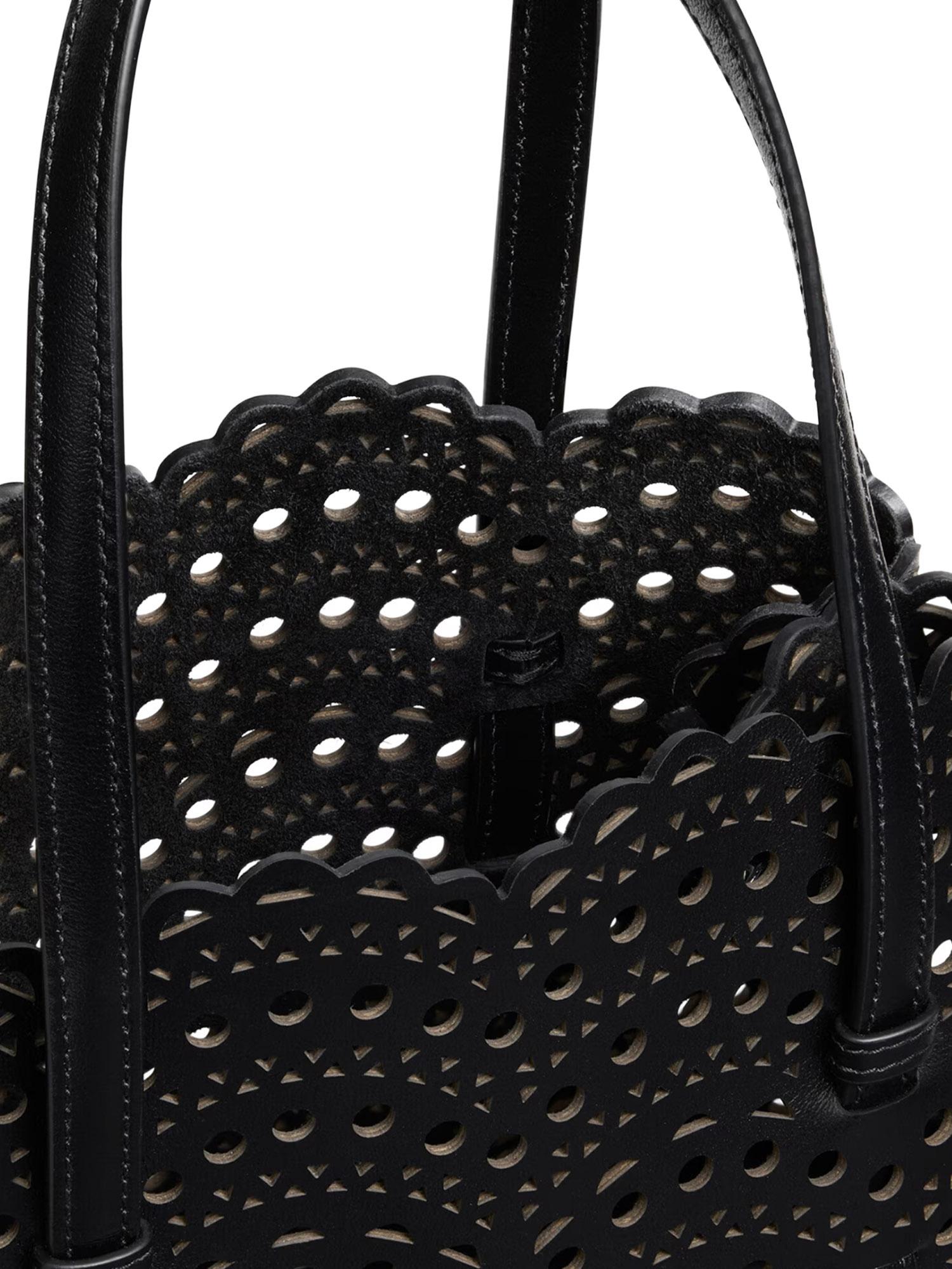 Tote bag piccola Mina 25 in pelle di vitello AA1S06725I251 999 ALAIA 