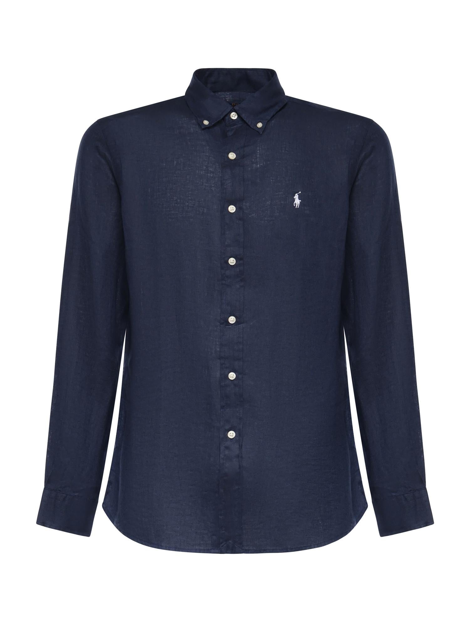Camicia in lino con logo 710966294 504 POLO RALPH LAUREN 