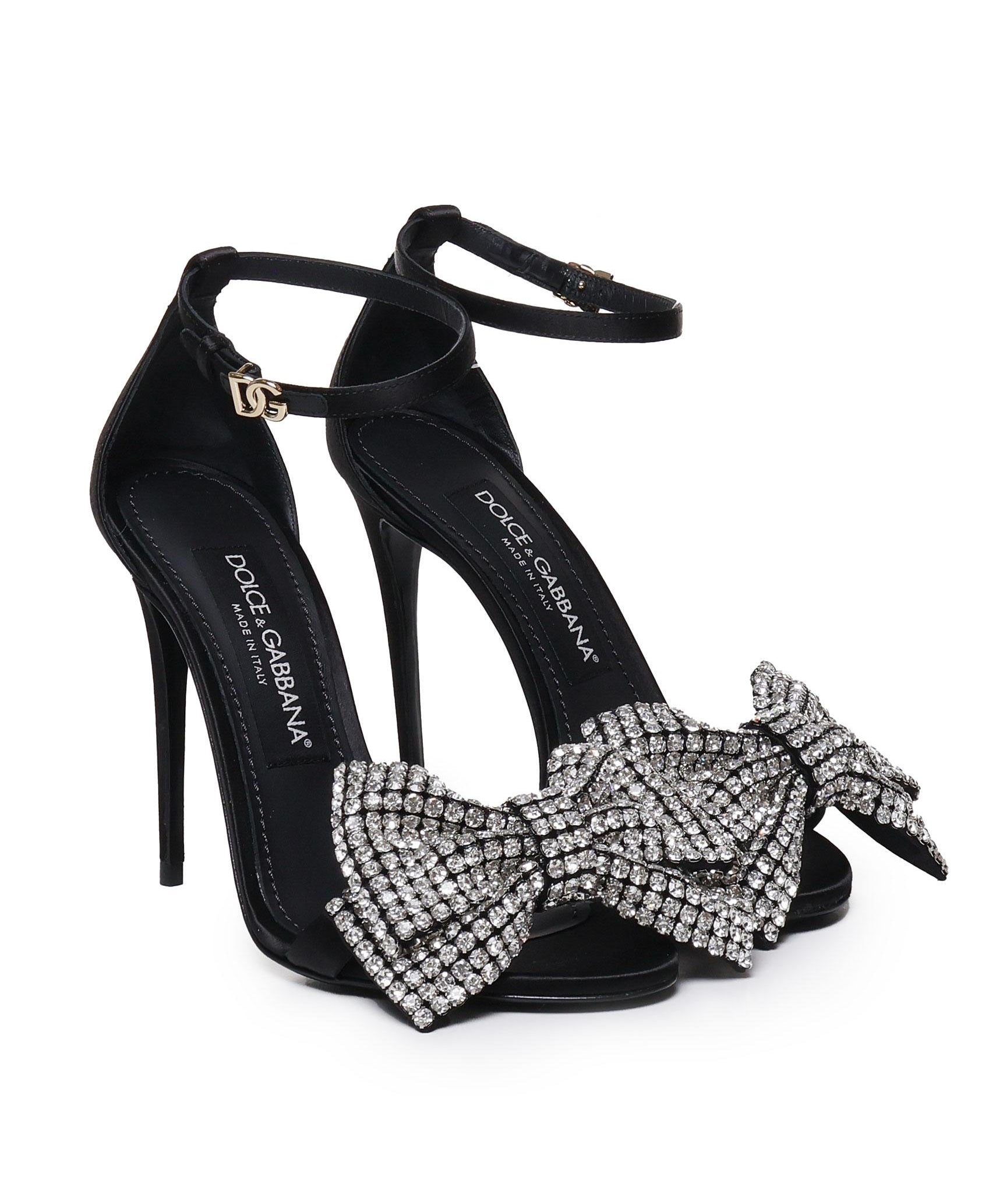 Sandalo in raso con ricamo strass CR1793 A9S438S488 DOLCE & GABBANA 