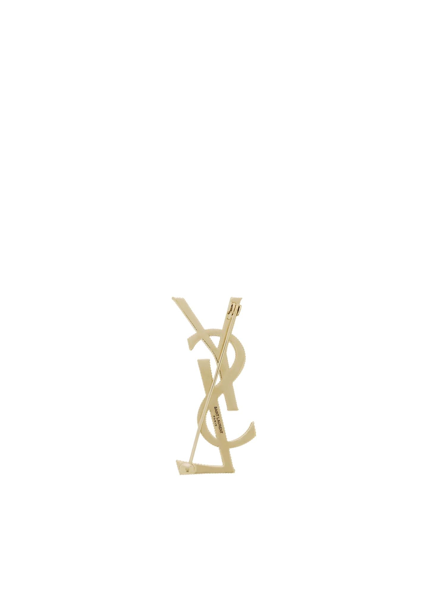 Spilla Logo Cassandre in metallo dorato 804317 Y15008030 SAINT LAURENT 