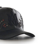 Cappello in pelle con cristalli e logo AMSAHE1019 001 AMIRI 