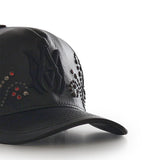 Cappello in pelle con cristalli e logo AMSAHE1019 001 AMIRI 