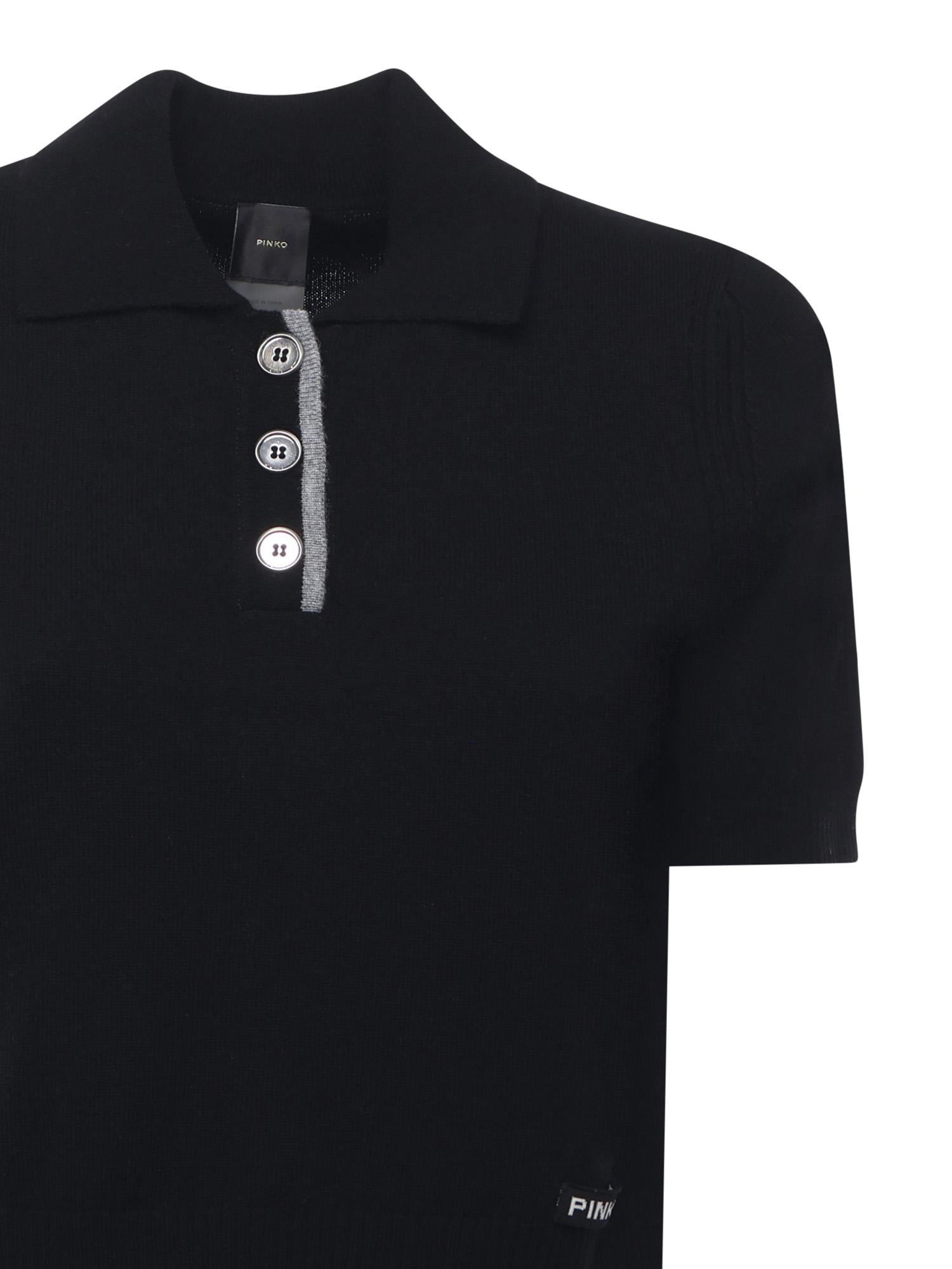 Maglia stile polo con logo 105450 A2Q9Z99 PINKO 