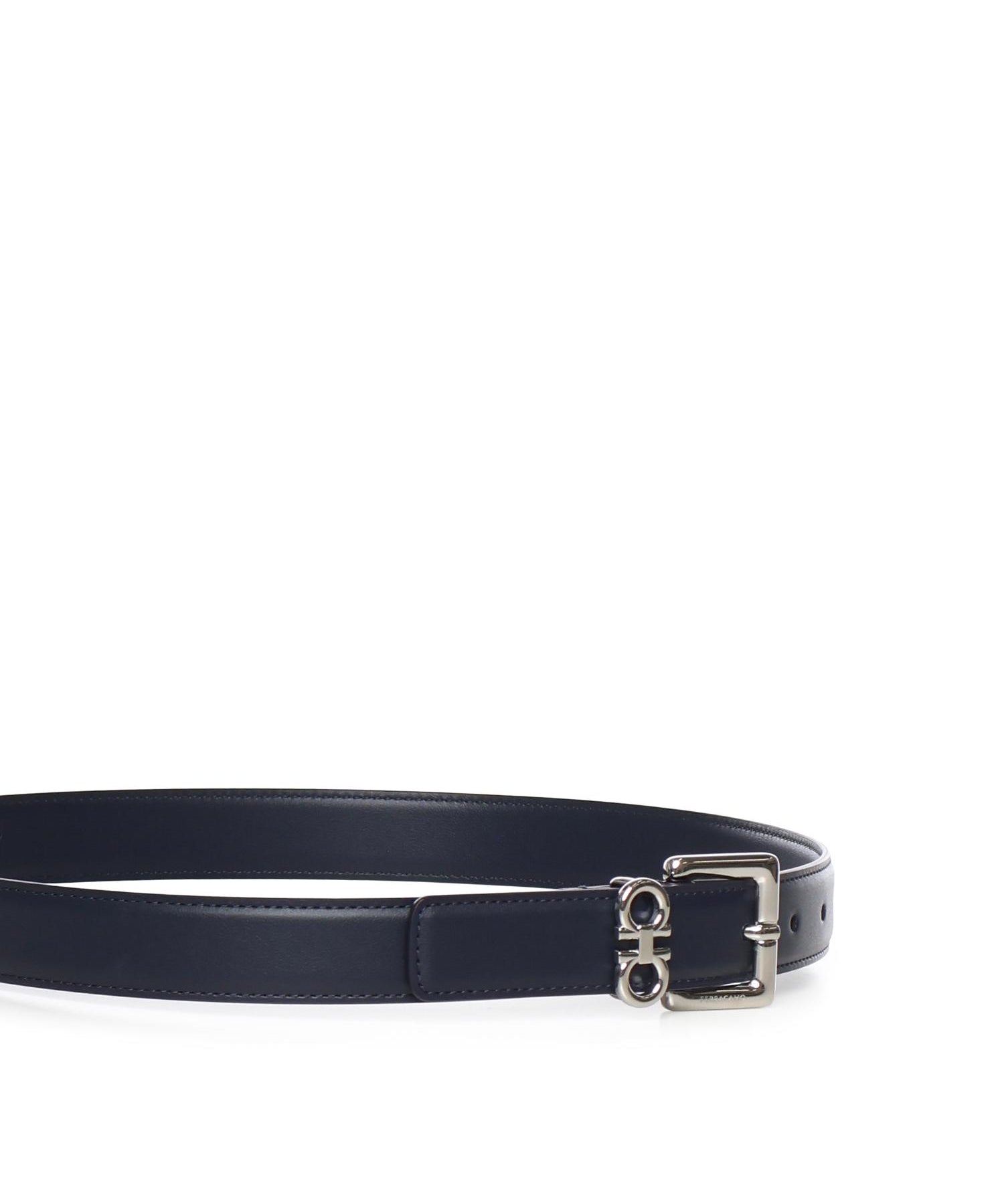 Cintura con doppio Gancini in pelle 230346 786277005 FERRAGAMO 