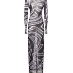 Abito in tulle con stampa marmo 5UJI35 5U749047 PUCCI 
