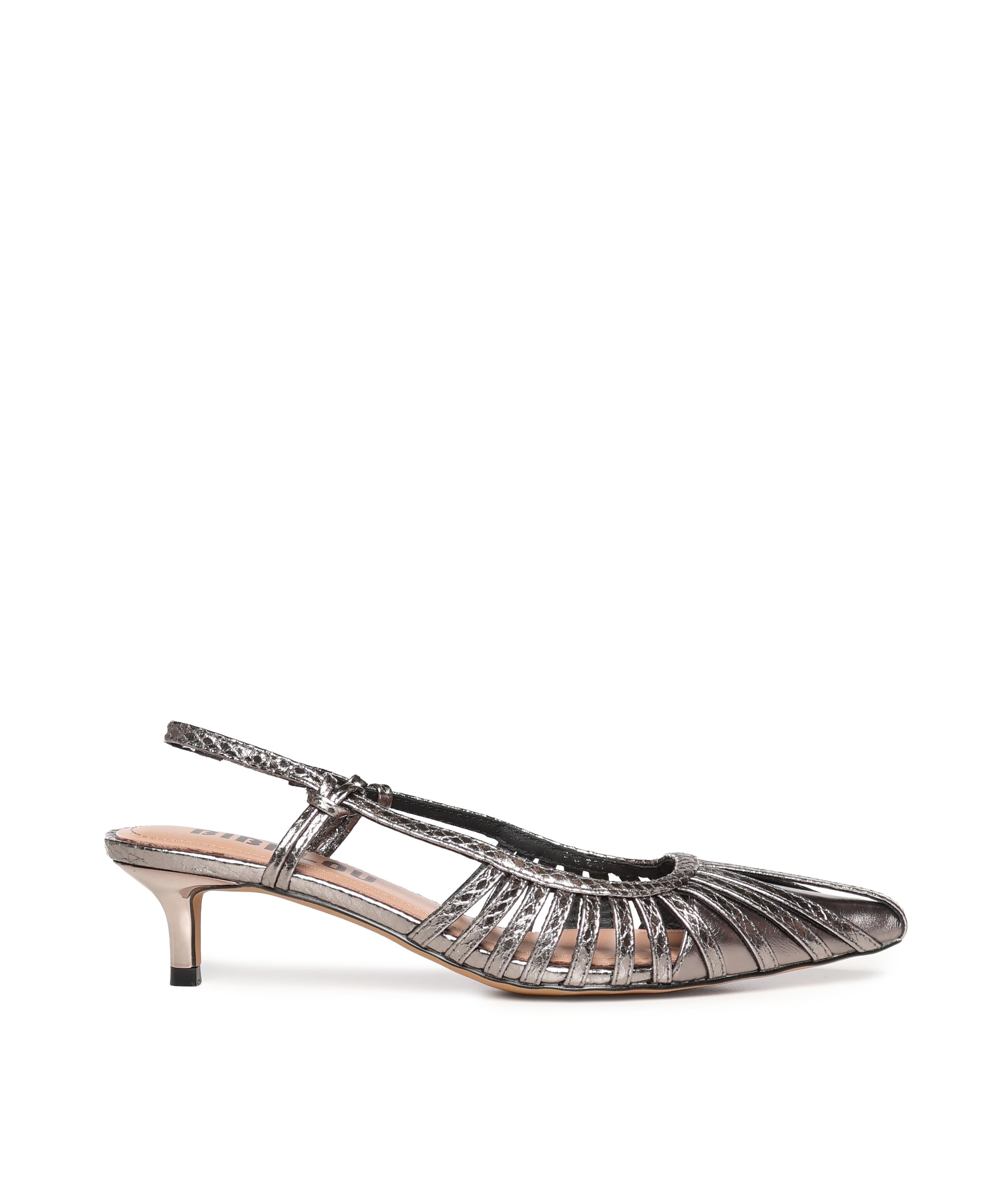 Pumps slingback in pelle metalizzata 774Z94HG PLOMO BIBI LOU 