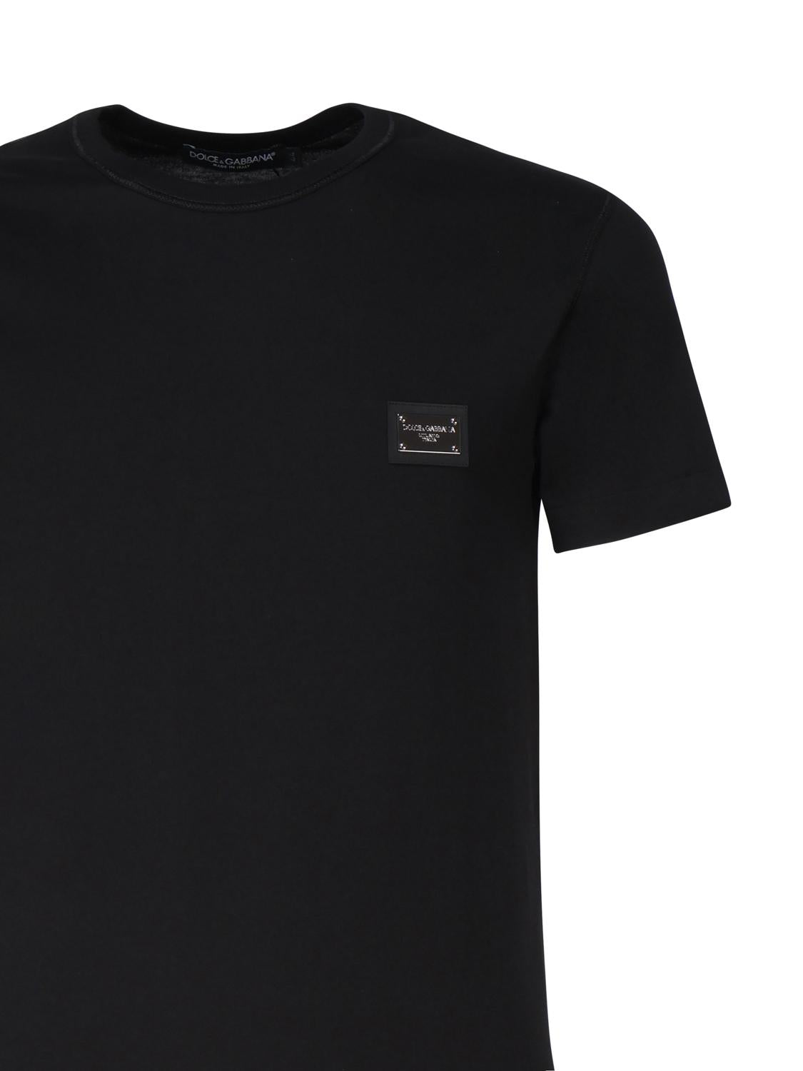 T-shirt in cotone con logo plaque G8PT1T G7F2IN0000 DOLCE & GABBANA 