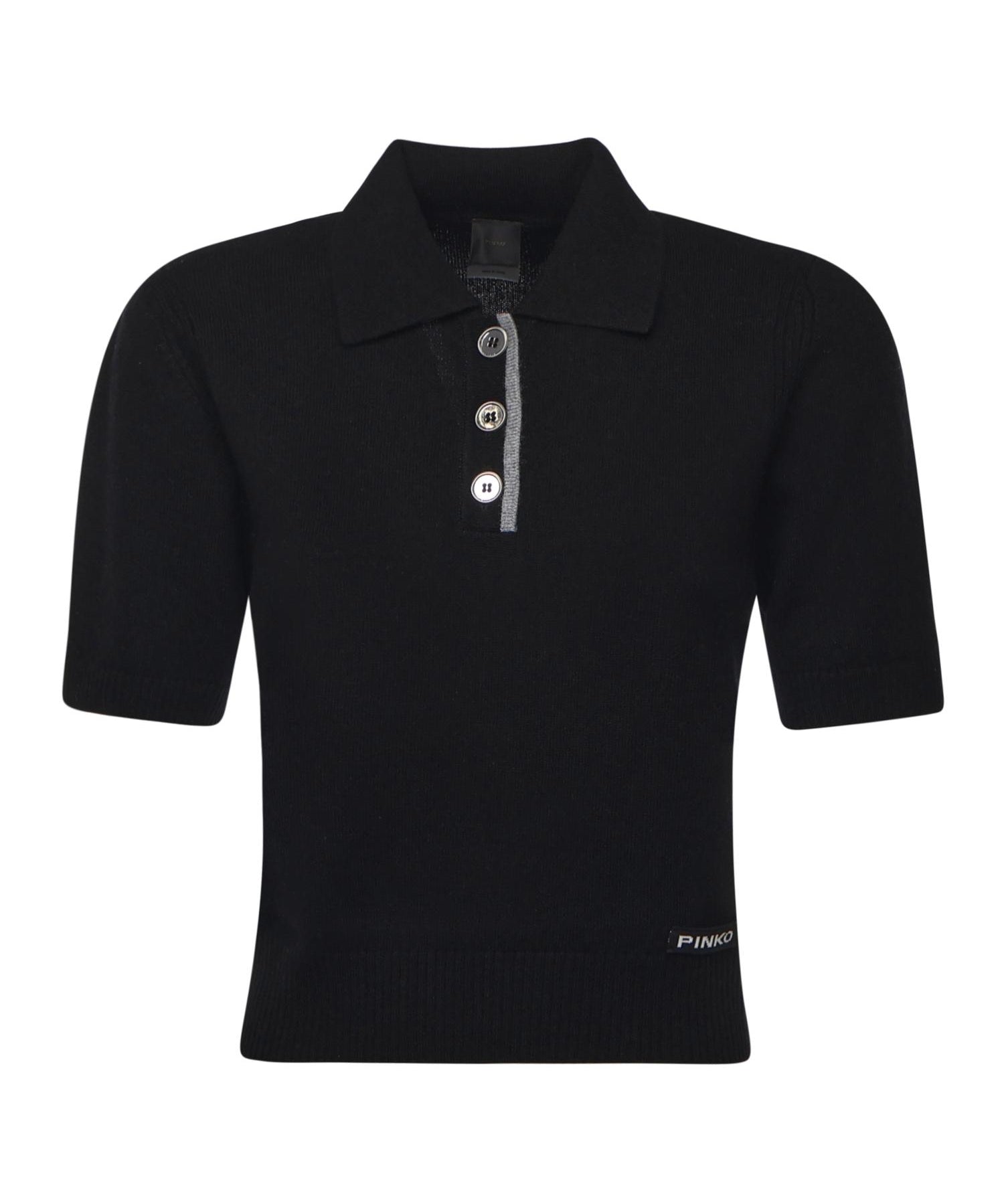 Maglia stile polo con logo 105450 A2Q9Z99 PINKO 