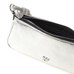 Mini bag Half Moon Horizontal in pelle laminata con strass 105915 A2WDZZFN PINKO 