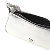 Mini bag Half Moon Horizontal in pelle laminata con strass 105915 A2WDZZFN PINKO 