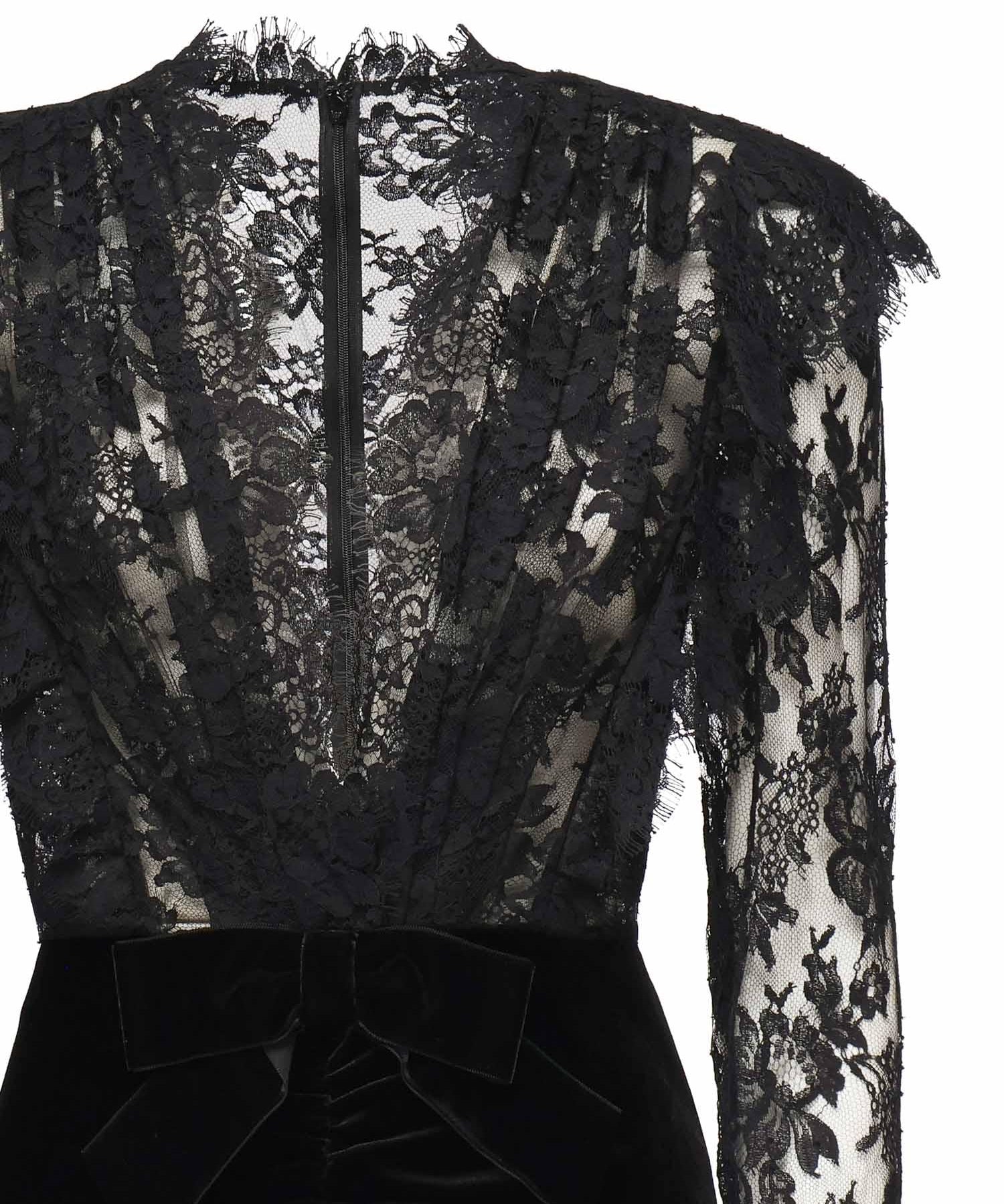 Abito in velluto e pizzo FABX4120F2603 0900 ALESSANDRA RICH 