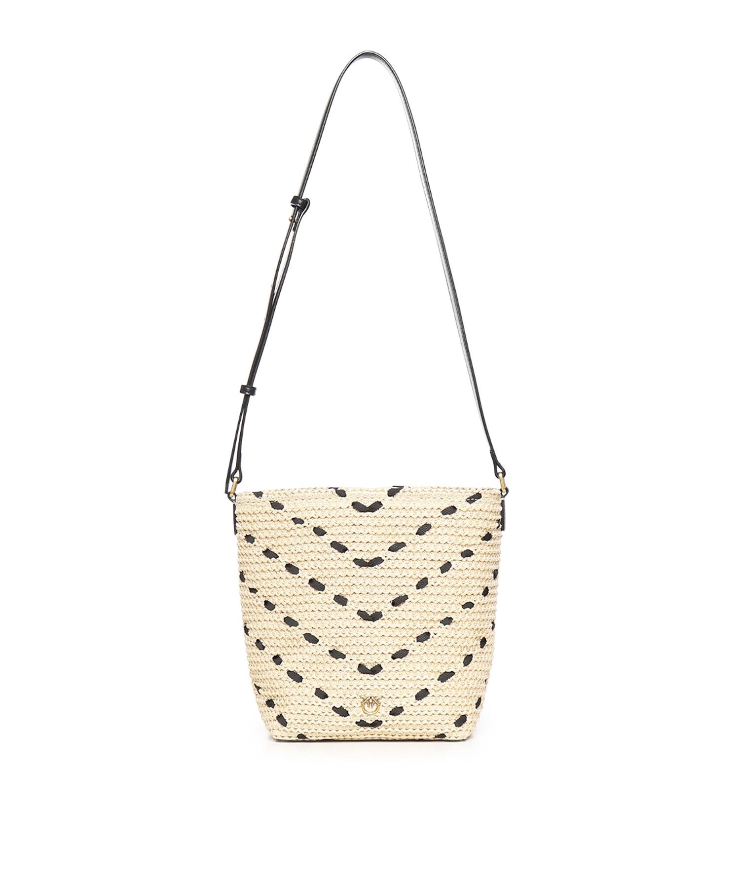 Borsa a tracolla Bucket Mini in rafia con motivo chevron 106835 A391HZ3Q PINKO 